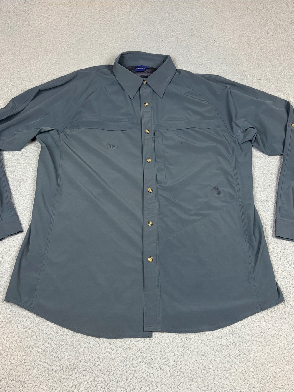 Arc'teryx Shirt Men's XL Slate Gray Long-Sleeve Button-Up Vented Hiking Outdoor